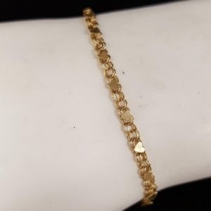 14kt solid yellow gold heart chain bracelet